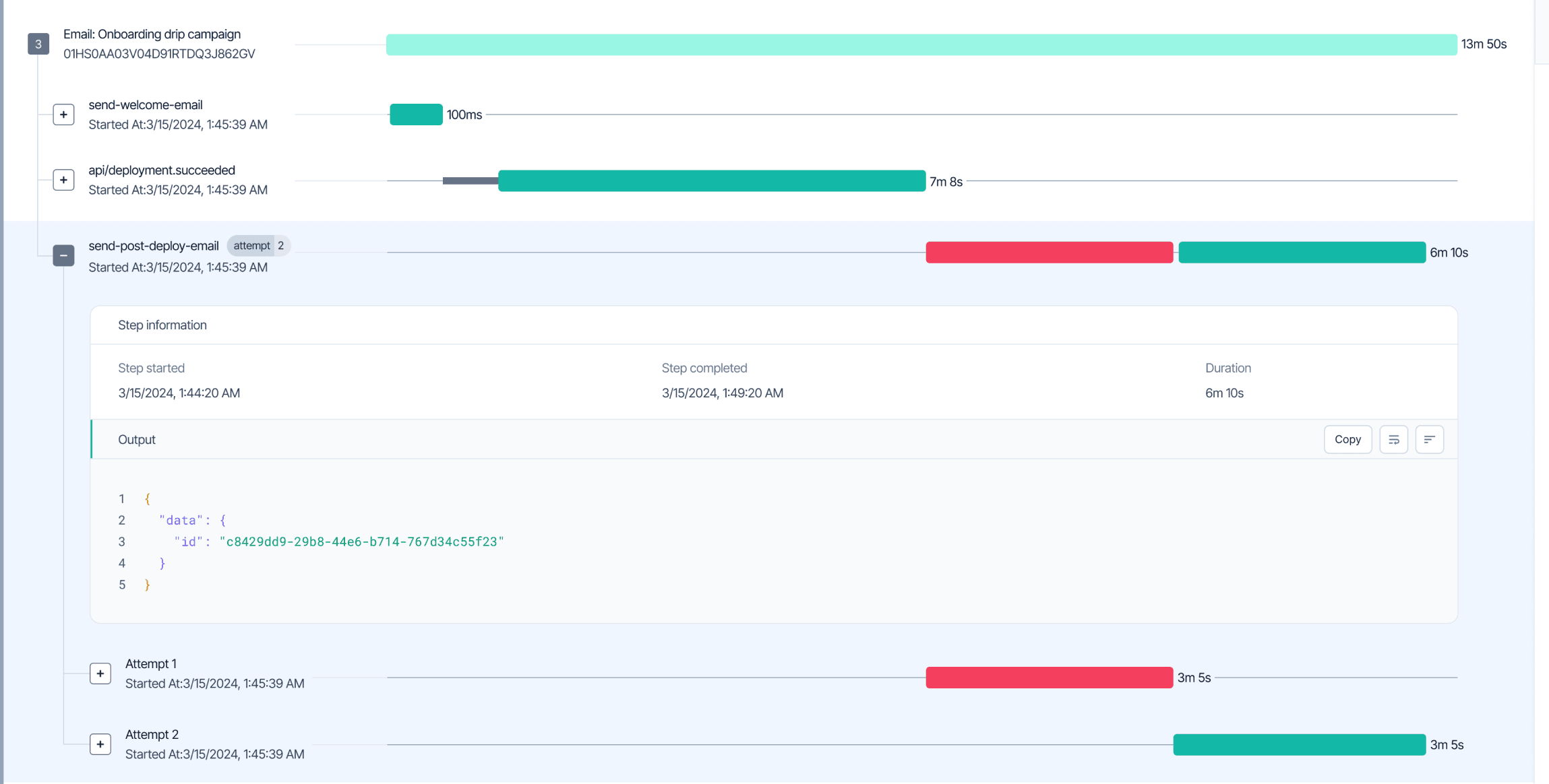 Screenshot of Debug your functions with traces